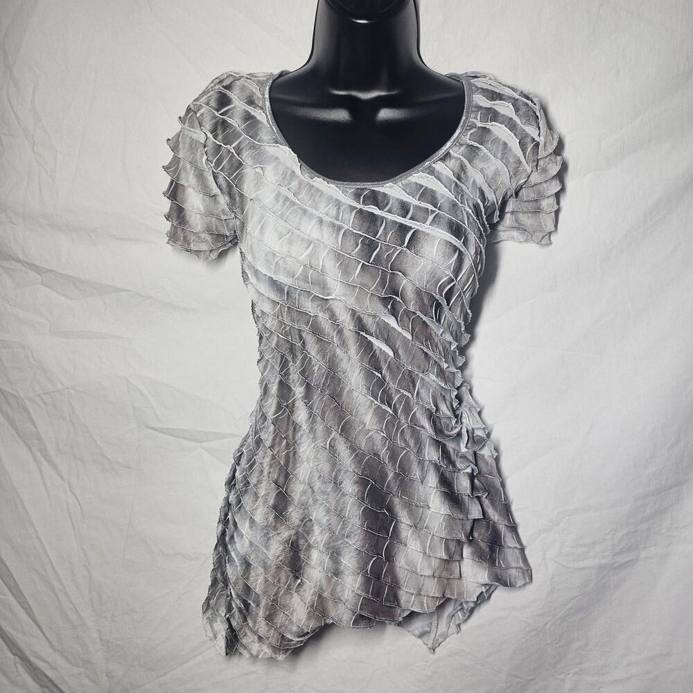 Vintage y2k ruffle grey whimsical assymetrical top